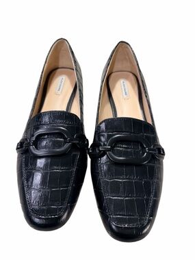 Alex Marie Crocodile-Embossed Woman’s Black Loafers Size 8M